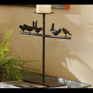 Sold - Bird On A Perch Pillar Candleholder